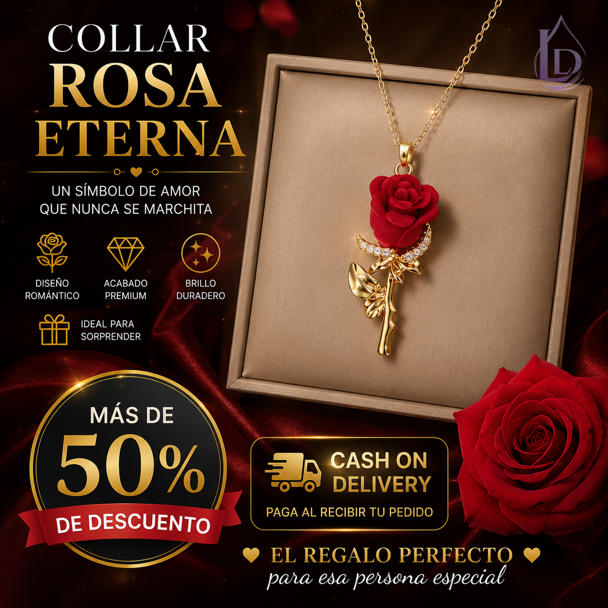 Collar "Rosa Eterna" | El Regalo Perfecto (+ Caja Premium GRATIS)